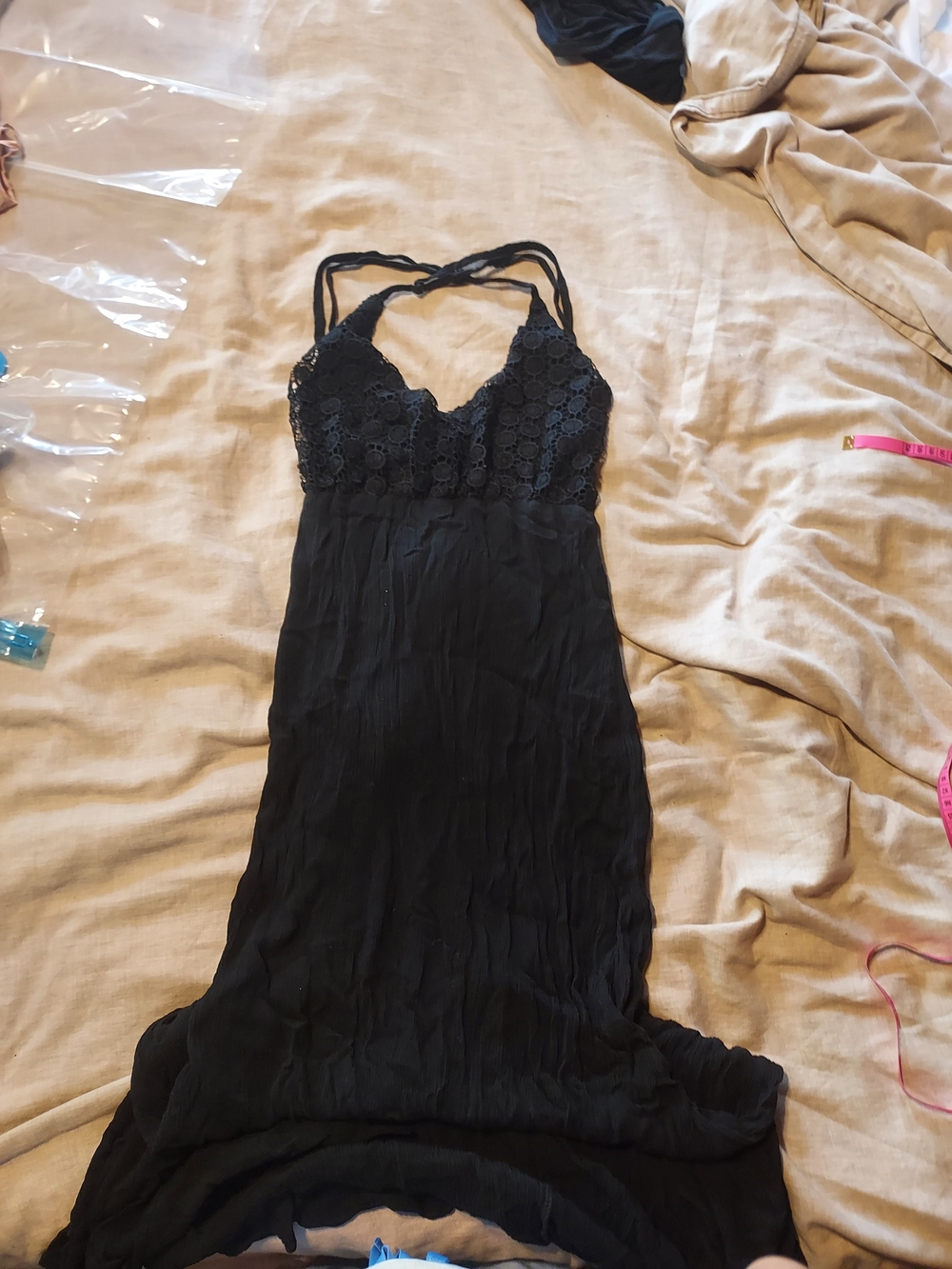 Black Lace Bodice Maxi Dress